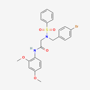 molecular formula C23H23BrN2O5S B7707952 2-[benzenesulfonyl-[(4-bromophenyl)methyl]amino]-N-(2,4-dimethoxyphenyl)acetamide 