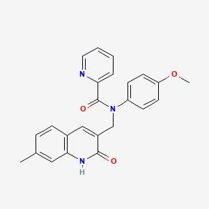 molecular formula C24H21N3O3 B7708235 N-((2-hydroxy-7-methylquinolin-3-yl)methyl)-N-(4-methoxyphenyl)picolinamide 