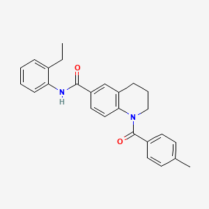 molecular formula C26H26N2O2 B7708291 N-(2-chlorophenyl)-1-(4-methylbenzoyl)-1,2,3,4-tetrahydroquinoline-6-carboxamide 