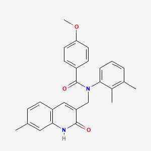molecular formula C27H26N2O3 B7708333 N-(2,3-dimethylphenyl)-N-((2-hydroxy-7-methylquinolin-3-yl)methyl)-4-methoxybenzamide 