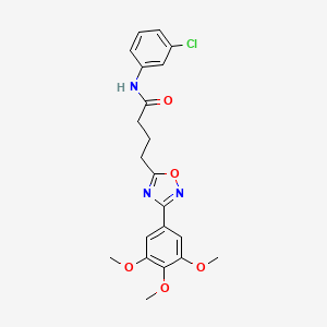 molecular formula C21H22ClN3O5 B7708347 N-(3-chlorophenyl)-4-[3-(3,4,5-trimethoxyphenyl)-1,2,4-oxadiazol-5-yl]butanamide 