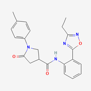 molecular formula C22H22N4O3 B7708354 N-[2-(3-ethyl-1,2,4-oxadiazol-5-yl)phenyl]-1-(4-methylphenyl)-5-oxopyrrolidine-3-carboxamide 