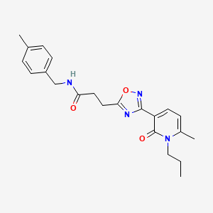molecular formula C22H26N4O3 B7708362 3-[3-(6-Methyl-2-oxo-1-propyl-1,2-dihydropyridin-3-YL)-1,2,4-oxadiazol-5-YL]-N-[(4-methylphenyl)methyl]propanamide 