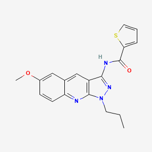 molecular formula C19H18N4O2S B7708395 N-(6-methoxy-1-propyl-1H-pyrazolo[3,4-b]quinolin-3-yl)thiophene-2-carboxamide 