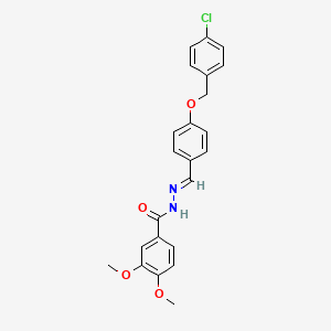 molecular formula C23H21ClN2O4 B7708419 N'-((E)-{4-[(4-chlorobenzyl)oxy]phenyl}methylidene)-3,4-dimethoxybenzohydrazide 
