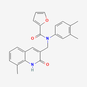 molecular formula C24H22N2O3 B7708612 N-(3,4-dimethylphenyl)-N-((2-hydroxy-8-methylquinolin-3-yl)methyl)furan-2-carboxamide 
