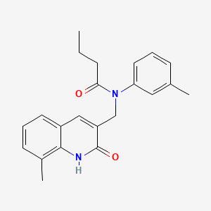 molecular formula C22H24N2O2 B7708629 N-((2-hydroxy-8-methylquinolin-3-yl)methyl)-N-(m-tolyl)butyramide 