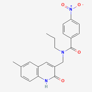 molecular formula C21H21N3O4 B7708643 N-((2-hydroxy-6-methylquinolin-3-yl)methyl)-4-nitro-N-propylbenzamide 