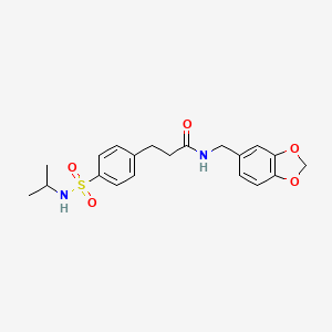 molecular formula C20H24N2O5S B7708685 N-(benzo[d][1,3]dioxol-5-ylmethyl)-3-(4-(N-isopropylsulfamoyl)phenyl)propanamide 