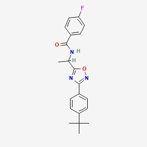 molecular formula C21H22FN3O2 B7708709 N-[1-[3-(4-tert-butylphenyl)-1,2,4-oxadiazol-5-yl]ethyl]-4-fluorobenzamide 