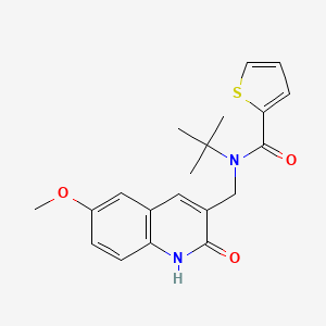 molecular formula C20H22N2O3S B7708734 N-(tert-butyl)-N-((2-hydroxy-6-methoxyquinolin-3-yl)methyl)thiophene-2-carboxamide 