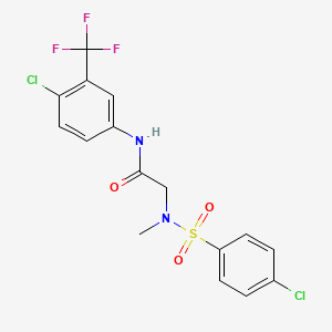 molecular formula C16H13Cl2F3N2O3S B7708744 N,N-diethyl-2-(N-methyl4-chlorobenzenesulfonamido)acetamide 