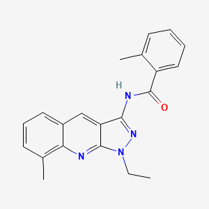 molecular formula C21H20N4O B7708803 N-(1-ethyl-8-methyl-1H-pyrazolo[3,4-b]quinolin-3-yl)-2-methylbenzamide 