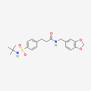 molecular formula C21H26N2O5S B7708810 N-(benzo[d][1,3]dioxol-5-ylmethyl)-3-(4-(N-(tert-butyl)sulfamoyl)phenyl)propanamide 