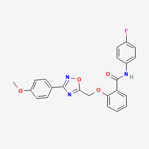 molecular formula C23H18FN3O4 B7708818 N-(4-fluorophenyl)-2-{[3-(4-methoxyphenyl)-1,2,4-oxadiazol-5-yl]methoxy}benzamide 