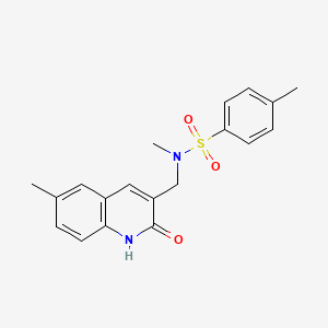 molecular formula C19H20N2O3S B7708850 N-((2-hydroxy-6-methylquinolin-3-yl)methyl)-N,4-dimethylbenzenesulfonamide 