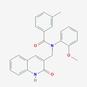molecular formula C25H22N2O3 B7708866 N-((2-hydroxyquinolin-3-yl)methyl)-N-(2-methoxyphenyl)-3-methylbenzamide 