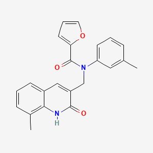 molecular formula C23H20N2O3 B7708905 N-((2-hydroxy-8-methylquinolin-3-yl)methyl)-N-(m-tolyl)furan-2-carboxamide 