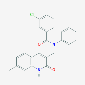 molecular formula C24H19ClN2O2 B7708963 3-chloro-N-[(2-hydroxy-7-methylquinolin-3-yl)methyl]-N-phenylbenzamide 