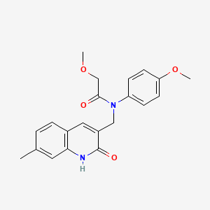 molecular formula C21H22N2O4 B7709008 N-((2-hydroxy-7-methylquinolin-3-yl)methyl)-2-methoxy-N-(4-methoxyphenyl)acetamide 