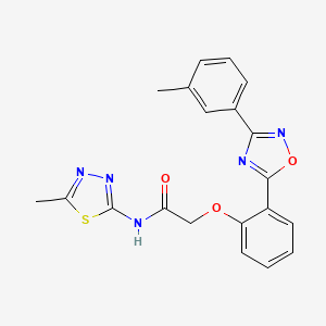 molecular formula C20H17N5O3S B7709009 N-(5-methyl-1,3,4-thiadiazol-2-yl)-2-(2-(3-(m-tolyl)-1,2,4-oxadiazol-5-yl)phenoxy)acetamide 