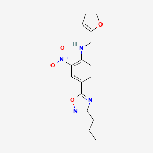 molecular formula C16H16N4O4 B7709032 N-[(Furan-2-YL)methyl]-2-nitro-4-(3-propyl-1,2,4-oxadiazol-5-YL)aniline 