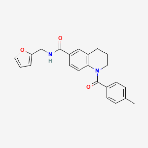 molecular formula C23H22N2O3 B7709116 ethyl 4-[1-(4-methylbenzoyl)-1,2,3,4-tetrahydroquinoline-6-amido]benzoate 