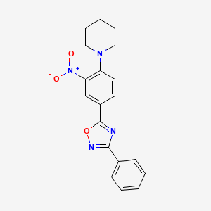 molecular formula C19H18N4O3 B7709198 1-[2-Nitro-4-(3-phenyl-1,2,4-oxadiazol-5-yl)phenyl]piperidine 