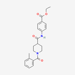molecular formula C23H26N2O4 B7709214 Ethyl 4-[[1-(2-methylbenzoyl)piperidine-4-carbonyl]amino]benzoate 