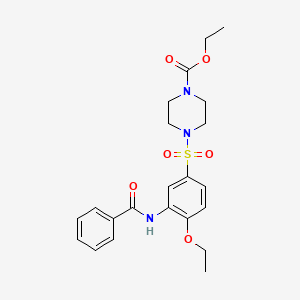 molecular formula C22H27N3O6S B7709266 Ethyl 4-({4-ethoxy-3-[(phenylcarbonyl)amino]phenyl}sulfonyl)piperazine-1-carboxylate 