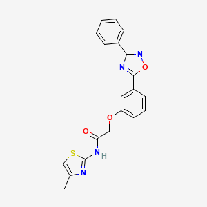 molecular formula C20H16N4O3S B7709279 N-(4-methyl-1,3-thiazol-2-yl)-2-[3-(3-phenyl-1,2,4-oxadiazol-5-yl)phenoxy]acetamide 