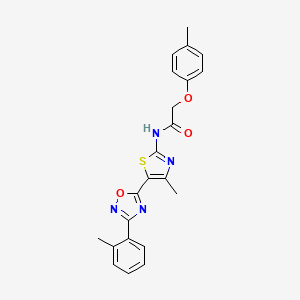 molecular formula C22H20N4O3S B7709425 N-{4-methyl-5-[3-(2-methylphenyl)-1,2,4-oxadiazol-5-yl]-1,3-thiazol-2-yl}-2-(4-methylphenoxy)acetamide 