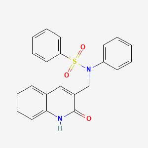 molecular formula C22H18N2O3S B7709433 N-[(2-hydroxyquinolin-3-yl)methyl]-N-phenylbenzenesulfonamide 