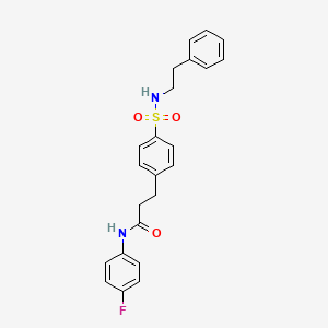 molecular formula C23H23FN2O3S B7709505 N-(4-fluorophenyl)-3-{4-[(2-phenylethyl)sulfamoyl]phenyl}propanamide 