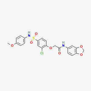 molecular formula C22H19ClN2O7S B7709574 N-(1,3-benzodioxol-5-yl)-2-{2-chloro-4-[(4-methoxyphenyl)sulfamoyl]phenoxy}acetamide 