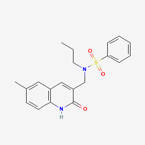 molecular formula C20H22N2O3S B7709718 N-[(2-hydroxy-6-methylquinolin-3-yl)methyl]-N-propylbenzenesulfonamide 