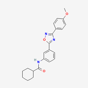 molecular formula C22H23N3O3 B7709741 N-{3-[3-(4-methoxyphenyl)-1,2,4-oxadiazol-5-yl]phenyl}cyclohexanecarboxamide 