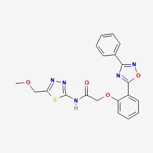 molecular formula C20H17N5O4S B7710006 N-[5-(methoxymethyl)-1,3,4-thiadiazol-2-yl]-2-[2-(3-phenyl-1,2,4-oxadiazol-5-yl)phenoxy]acetamide 