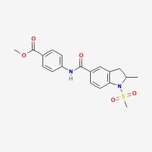 molecular formula C19H20N2O5S B7710102 METHYL 4-(1-METHANESULFONYL-2-METHYL-2,3-DIHYDRO-1H-INDOLE-5-AMIDO)BENZOATE 