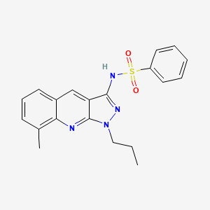 molecular formula C20H20N4O2S B7710268 N-(8-methyl-1-propylpyrazolo[3,4-b]quinolin-3-yl)benzenesulfonamide 