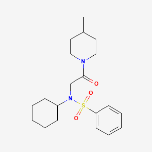 molecular formula C20H30N2O3S B7710298 N-cyclohexyl-N-[2-(4-methylpiperidin-1-yl)-2-oxoethyl]benzenesulfonamide 