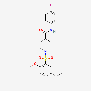 molecular formula C22H27FN2O4S B7710381 N-(4-FLUOROPHENYL)-1-[2-METHOXY-5-(PROPAN-2-YL)BENZENESULFONYL]PIPERIDINE-4-CARBOXAMIDE 