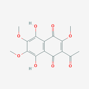 molecular formula C15H14O8 B077105 1,4-Naphthoquinone, 2-acetyl-5,8-dihydroxy-3,6,7-trimethoxy- CAS No. 14090-56-3