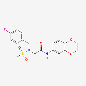 molecular formula C18H19FN2O5S B7710501 N-(2-ethyl-6-methylphenyl)-2-{N-[(4-fluorophenyl)methyl]methanesulfonamido}acetamide 