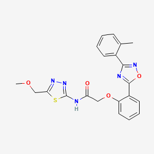 molecular formula C21H19N5O4S B7710648 N-[5-(methoxymethyl)-1,3,4-thiadiazol-2-yl]-2-{2-[3-(2-methylphenyl)-1,2,4-oxadiazol-5-yl]phenoxy}acetamide 