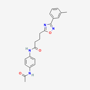 molecular formula C21H22N4O3 B7710688 N-(4-acetamidophenyl)-4-[3-(3-methylphenyl)-1,2,4-oxadiazol-5-yl]butanamide 