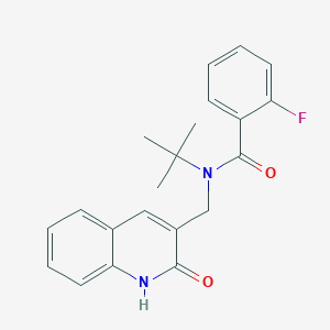 molecular formula C21H21FN2O2 B7710726 N-tert-butyl-2-fluoro-N-[(2-oxo-1H-quinolin-3-yl)methyl]benzamide 