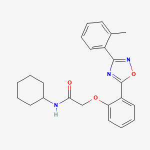 molecular formula C23H25N3O3 B7710801 N-cyclohexyl-2-{2-[3-(2-methylphenyl)-1,2,4-oxadiazol-5-yl]phenoxy}acetamide 
