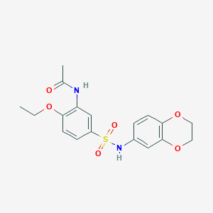 molecular formula C18H20N2O6S B7710834 N-(5-(N-(2,3-dihydrobenzo[b][1,4]dioxin-6-yl)sulfamoyl)-2-ethoxyphenyl)acetamide 