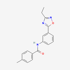 molecular formula C18H17N3O2 B7710845 N-[3-(3-ethyl-1,2,4-oxadiazol-5-yl)phenyl]-4-methylbenzamide 